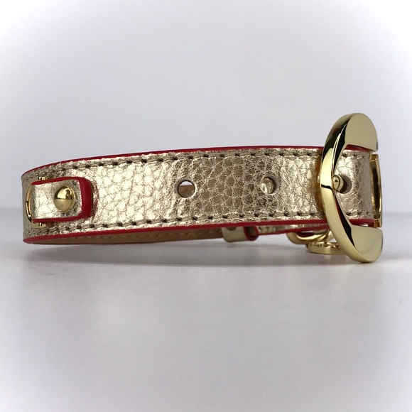 MOSHIQA Gold Leather Dog Collar Wonder Woman WW84 Size M Luxury Metallic Fancy - Picture 8 of 16